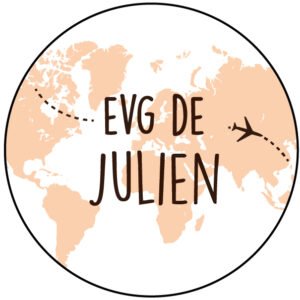Stickers rond invitation EVG thème voyage