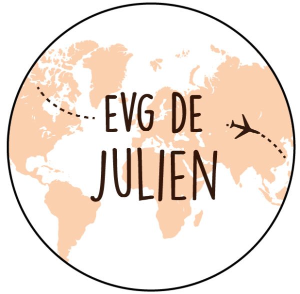 Stickers rond invitation EVG thème voyage